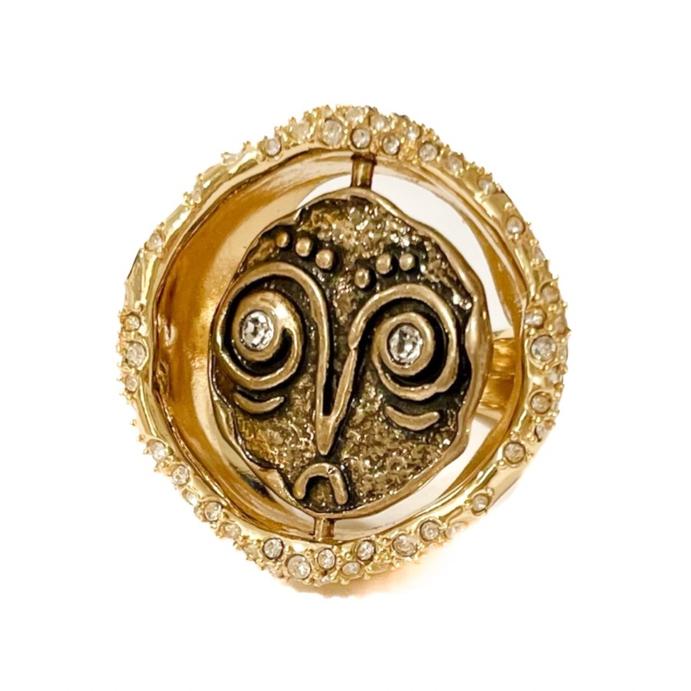 ALEXIS BITTAR Gold & Crystal Encrusted Revolving Ancient Coin Ring - Picture 5 of 9